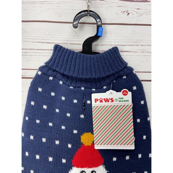 Paws For The Season Blue White Snowman Snowflakes Dog Cable Knit Christmas Sweat - Picture 4 of 7